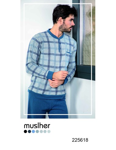 PIJAMA HOMBRE CUADRÍCULA JACQUARD...