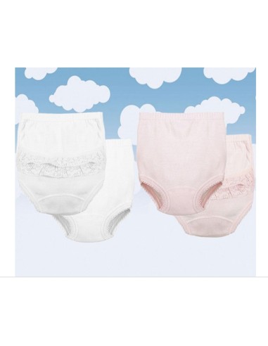 Braguita cubrepañal con puntilla...