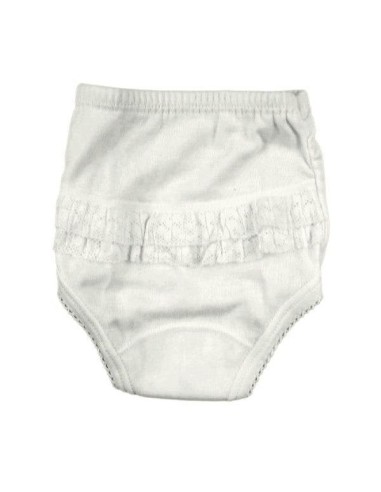 Braguita cubrepañal con puntilla...