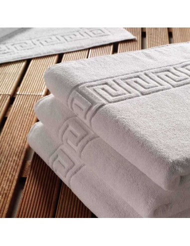 Toalla de bidé blanca con greca en...