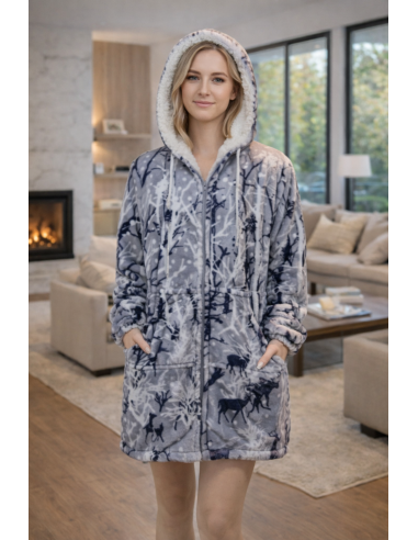 Bata corta de mujer con cremallera...