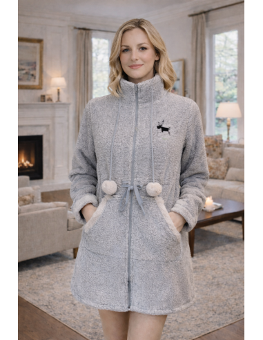 Bata corta de mujer con cremallera...